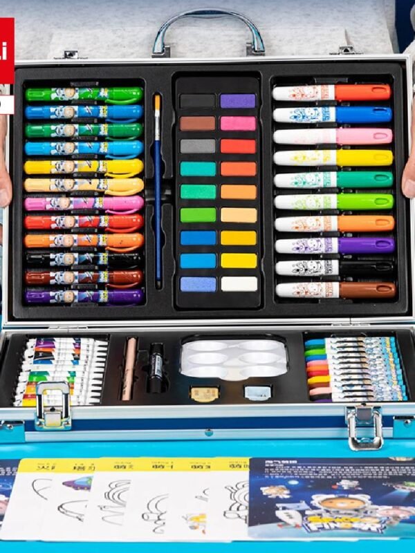 75410-1 ديلي صندوق ألوان - ألوان تلوين شمع + ألوان تلوين مائي حجري + عصارات تلوين مائي + أقلام - قرشاة - مزاجة - ممحاة ومبرأة - 80 قطعة - E75410